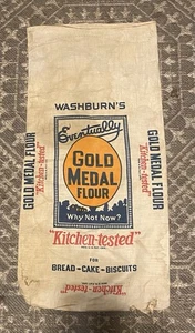 Vintage Mehlsack Goldmedaille Mehl Washburn Crosby 24 Pfund Stoffsack - Bild 1 von 11