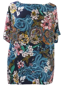 NEW Roaman's Multi-color Plus Size 32W Blouse Reversible Tunic Polyester - Picture 1 of 7