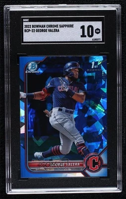 2022 Bowman Sapphire Edition Chrome Prospects George Valera #BCP-22 SGC 10 GEM - Image 1 of 2
