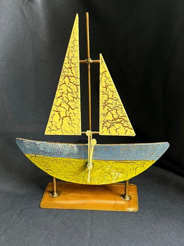 Country Originals, Inc.  Metal Sailboat Clock - WORKS! Made In Colombia Schooner Cover