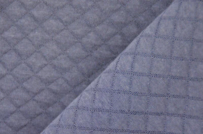 Steppsweat Steppstoff Baumwolle jeansblau mit Rauten 50 x 150 cm Sweat ♕ - Bild 1 von 4