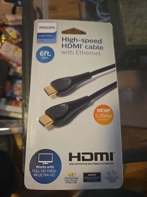 Philips 6' High Speed HDMI Cable with Ethernet EZGrip - Black Great for 4K/1080p - Image 1 of 3