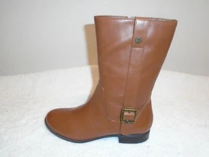 Isaac Mizrahi Live! aaron Leather Mid Shaft Boots cognac 5.m new - Picture 1 of 2