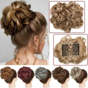 US LARGE HAIR Scrunchie Clip Messy Bun Hair Piece Ponytail Updo 90g Chignon Bun - Picture 1 of 33