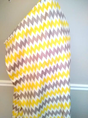 Pinstripe Chevron Yellow Grey Cotton Fabric 6 yards x 44" wide Emma Mila - Image 1 of 4
