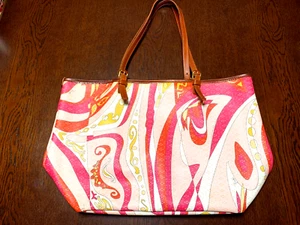 Emilio Pucci Woman Handbag Tote Bag Pink Tone Multicolor W17.5xD5.9x11.2in Italy - Picture 1 of 13