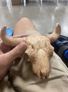 Mini Vtg Western Cow Bull Skull Indian Native American Hanging Wall Sculpture - Picture 1 of 9
