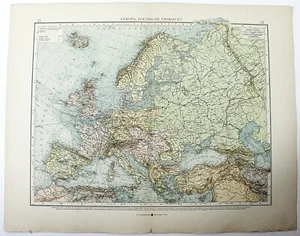1898 German Map of Political Europe Full Color Lithography 18 x 23 - Picture 1 of 2