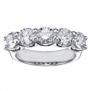 1.55 CT Brilliant Cut Diamond Wedding Band in Platinum U-Prong Setting NEW - Picture 1 of 3