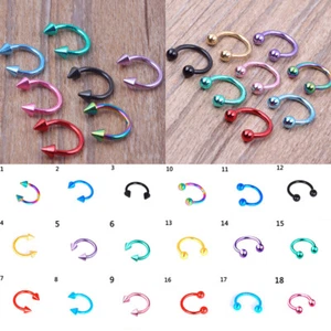 C Shape Body Piercing Jewelry Unisex Stainless Steel Nose Ring Ear Stud Earrin ε - Picture 1 of 30