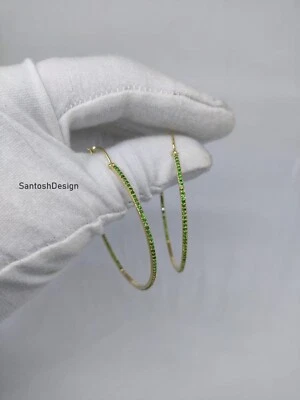 Hermoso pendiente de aro de plata esterlina tsavorita, joyería hecha a mano, regalo Foto 1 de 3