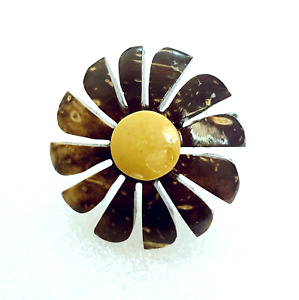 100% Handmade Natural Coconut Shell Saree Pin/Brooch for women- Fashion Item