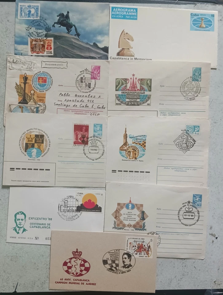 Ajedrez. Cubierta. Aerograma Memorial Ajedrez Capablanca 1982. Rusia. Foto 1 de 1