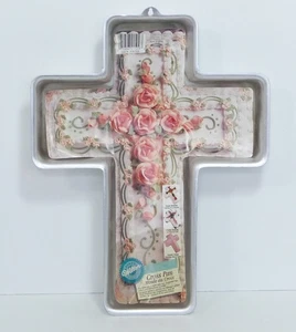 1998 Wilton Cross Pan Baptism Easter Christmas Birthday Cake Pan Mold #502-2502 - Picture 1 of 2