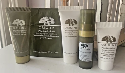 Lote de 5 muestras antienvejecimiento Origins Plantscription limpiador, suero, ojos, máscara Foto 1 de 4