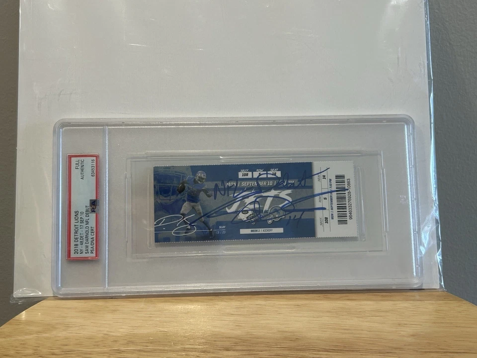 Sam Darnold Signed Original 2018 NFL Debut Ticket Inscribed PSA Encased - Image 1 of 2