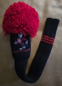NC State Wolfpack Golf Club Long Neck Headcover Logo PomPom Vintage Made USA 90s - Picture 1 of 5
