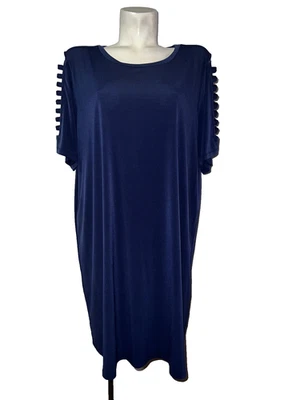 Vestido túnica pulóver Michael Kors para mujer talla 2X azul con tiras manga corta Foto 1 de 4