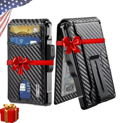 Men's Slim RFID Wallet Pop Up Bifold with Money Clip Card Holder Men Gift - Image 1 of 4
