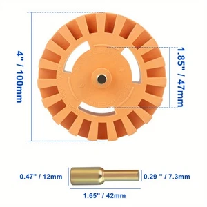 Heavy Duty 4-inch Slotted Rubber Tire with Orange Removal of Car Stickers - Picture 1 of 14