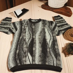 Vintage Bergati Sweater Men's Size 2XL 90s 3D Abstract Coogi Style Brown Crew - Picture 1 of 12