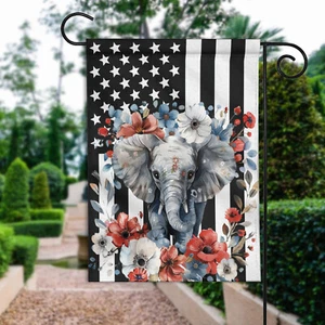 Elephant American 4th July Flag, Elephant Patriotic Happy Independence Day Flag - Picture 1 of 6