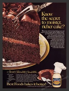 1983 Print Advertisement Best Foods Mayonnaise Secret Chocolate Cake Recipe Food - Picture 1 of 1