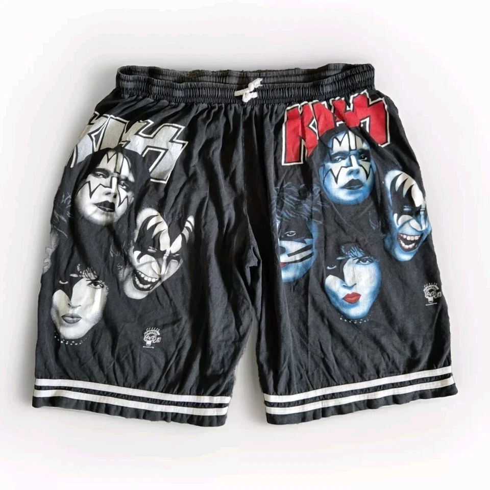 CAMISETA KISS Rock Band Vintage REO ROCK OF THE Pantalones Cortos Negros Para Hombre Foto 1 de 4