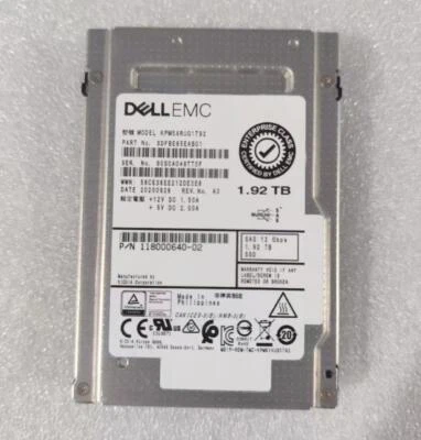 Dell EMC PM5-R 1.92TB SAS 12Gbps 2.5" KPM5XRUG1T92 2.5'' TLC RI SSD TDNP7 0TDNP7 - Bild 1 von 2