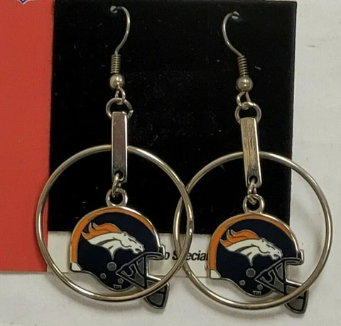 NFL Denver Broncos Team Earrings, NEW (Hoop - Helmet) Cover