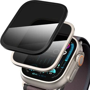 2-Pack Metal Privacy Tempered Glass Screen Protector for Apple Watch Ultra 2/1 - Picture 1 of 21