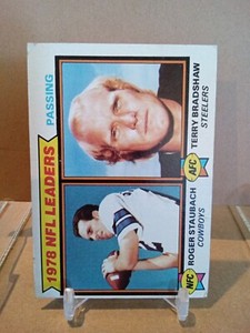 1979 TOPPS  NFL PASSING LEADERS ROGER STAUBACH/TERRY BRADSHAW #1 VINTAGE 