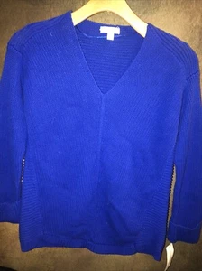 Charter Club S NWT Blue Textured V Neck Sweater $70. 🧡 - Picture 1 of 9