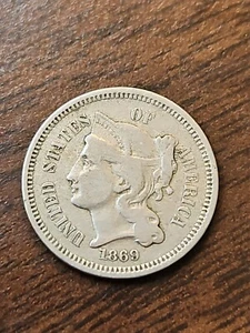 1869 3 Cent Nickel - Picture 1 of 6