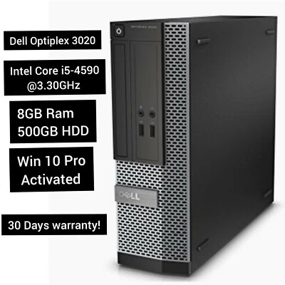 Dell 3020 PC COMPUTER SFF Intel i5 Quad Core 8GB RAM 500GB HDD WINDOWS 10  - Image 1 of 4