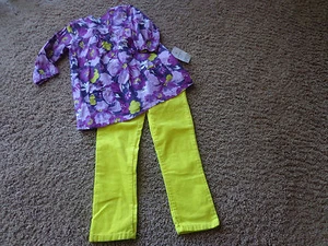 CARTER'S girls NWT/EUC sz 5 purple floral top & neon corduroy pants   - Picture 1 of 11