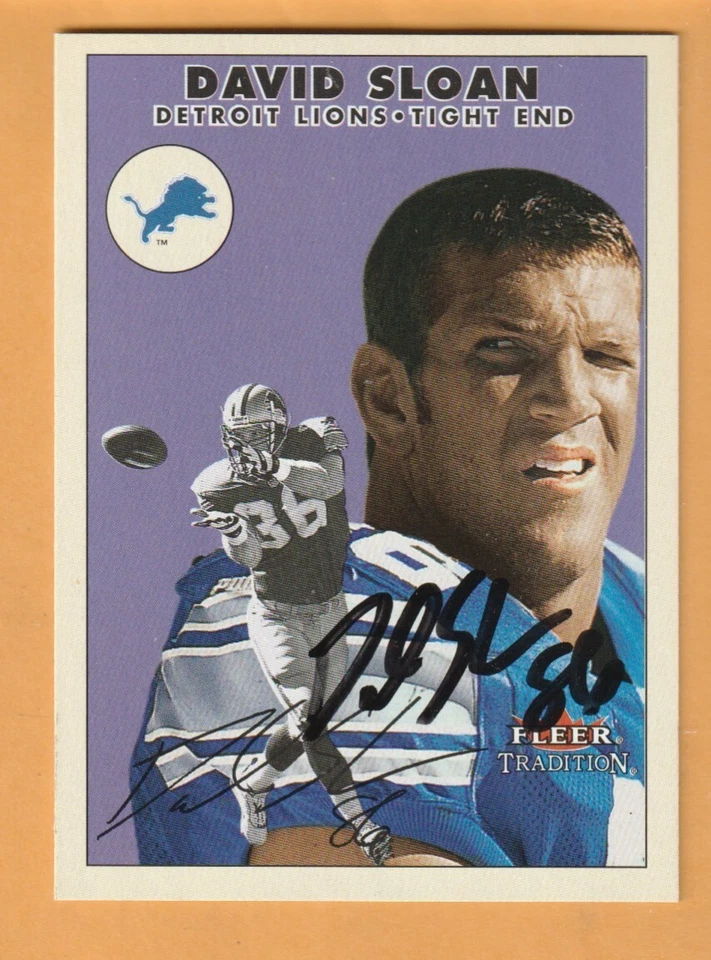 David Sloan Detroit Lions AUTO Signed 2000 Fleer Tradition New Mexico Lobos - Image 1 of 2