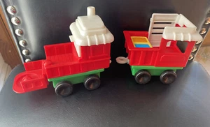 Vintage Fisher Price Little People Christmas Santa Train • 2 Car Cars Toy Part - Picture 1 of 7