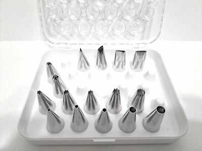 Wilton Set Of 16 Piping Tips Cake Decorating with Case Stainless  - Image 1 of 3