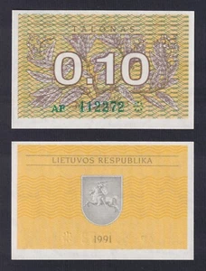 Billete Lituania 0.10 Talonas 1991 P.-29a FDS-/UNC- - Imagen 1 de 1