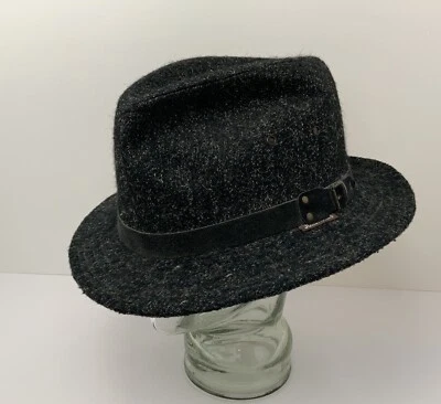  Jordache Fedora Hat Vintage Black Heather Mens XL Union Made USA Excellent - Image 1 of 4