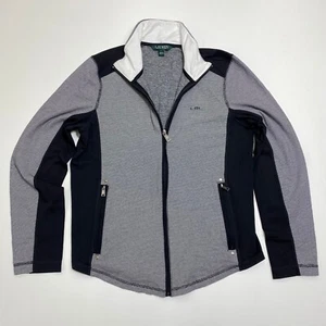 Chaqueta Lauren Ralph Lauren Mujer L Gris Rayas Elastizada Cremallera Completa Bolsillos Ligera - Imagen 1 de 14