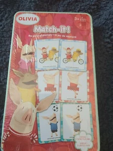 Olivia Match-It! The Game of Memory 72 Chunky Play Cards in Metal Tin RARE Used - Picture 1 of 5