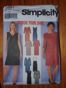 Simplicity Sewing pattern No 9481 Dress semi fitted Size 6,8,10,12 Used - Foto 1 di 2