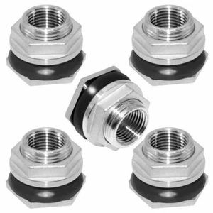 3/4" FPT Bulkhead Water Tank Connector Stainless Steel Thru-bulk Fitting 5pcs - Picture 1 of 5