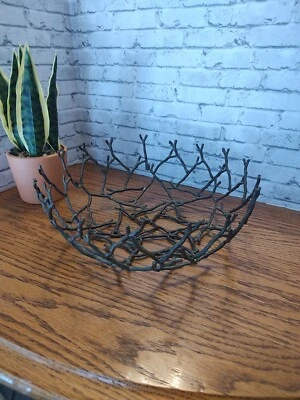Metal Twig Branch Bowl Nest Basket Contemporary Classic Decor 11.5” dia. - Image 1 of 4