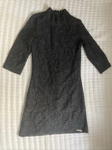 Girls Kids Guess Brand Black Dress Long Sleeve Lined Size Small Stylish Crochet - Picture 1 of 22