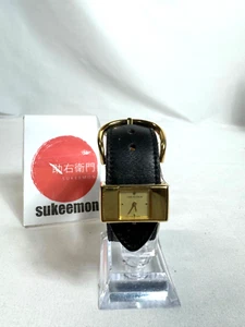 VTG Tokio Kumagai SEIKO Quartz Wristwatch Gold Black Belt "Dead Battery" Rare - Picture 1 of 16