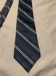 Sears Cravatta Uomo Store Vintage Bianco Azzurro Navy 54" x 3" - Foto 1 di 4