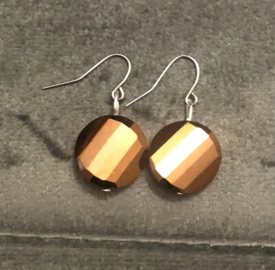 Pendientes colgantes de cristal hélice de bronce hechos a mano Foto 1 de 4